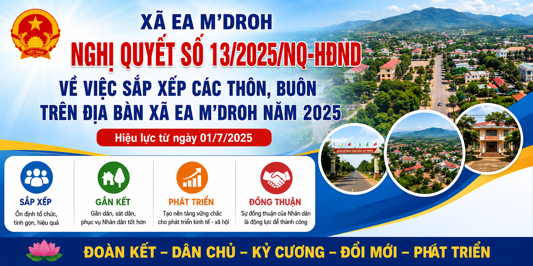 XÃ EA M'DROH: CHÍNH THỨC SẮP XẾP, SÁP NHẬP CÁC THÔN, BUÔN TRÊN ĐỊA BÀN TỪ NGÀY 01/7/2026